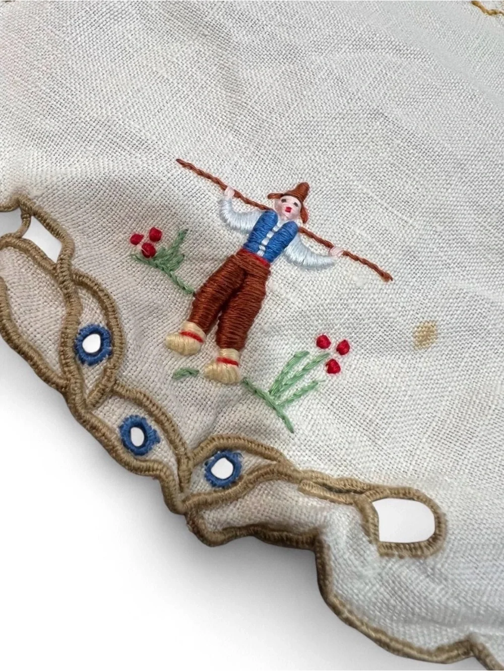 Antique Vintage Hand Embroidered Cocktail Napkins
